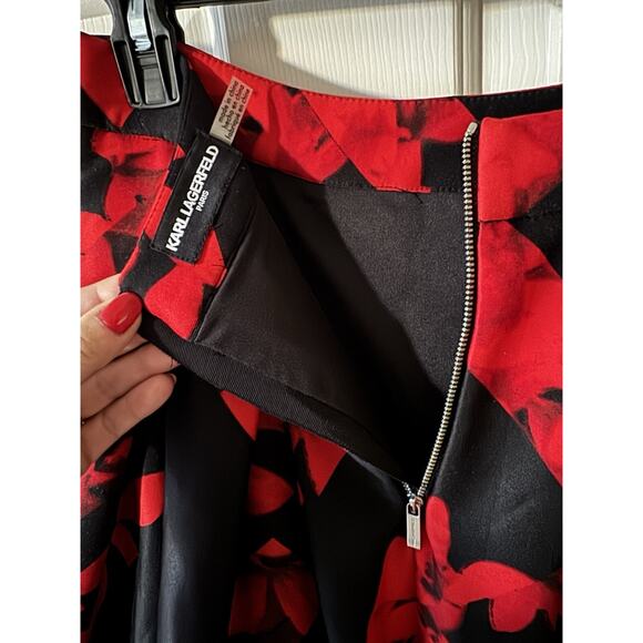 Karl Lagerfeld Paris Multi Color Black And Red Full Skirt Waist Size 28 In - Picture 4 of 6